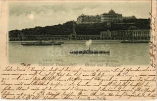 1898 (Vorläufer) Budapest I. Királyi várlak, sikló, gőzhajók.Rigler részv. társ. litho (EK)