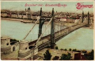 1915 Budapest, Erzsébet híd. Erdélyi cs. és kir. udvari fényképész, Art Nouveau, litho (EK)