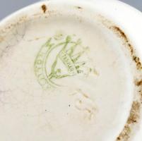 Régi Hollóházi virágmintás váza, jelzett: Hollóháza Szakmáry, mázrepedésekkel, m: 19 cm