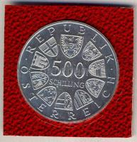 Ausztria 1987. 500Sch Ag "Heiligenkreuz alapítványi templom" tanúsítvánnyal T:BU