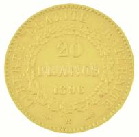 Franciaország 1896A 20Fr Au (6,45g/0.900) T:XF
France 1896A 20 Francs (6,45g/0.900) C:XF 
Krause K...