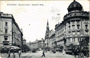 1914 Budapest VIII. Erzsébet körút, Blaha Lujza tér, villamosok, fogorvos