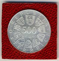 Ausztria 1988. 500Sch Ag "II. János Pál pápa Ausztriában" tanúsítvánnyal T:BU
