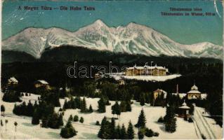 Tátralomnic, Tatranská Lomnica (Magas-Tátra, Vysoké Tatry); Tátralomnicz télen / general view in winter (kis szakadás / small tear)