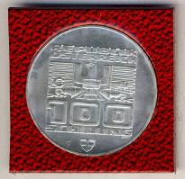 Ausztria 1976. 100Sch Ag "XII. téli olimpia - Innsbruck" tanúsítvánnyal T:BU