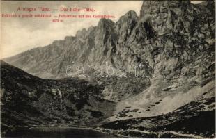 Tátra, Magas-Tátra, Vysoké Tatry; Felkai-tó a gránát sziklákkal. Divald Károly műintézete 1892-1908. / Felkaersee mit den Granatfelsen / lake (EK)