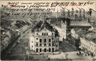 1911 Kassa, Kosice; Fő utca, Színház, üzletek. László Béla kiadása / main street, theatre, shops (EK)