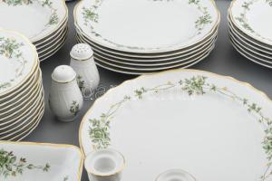 Hollóházi Erika mintás 12 személyes étkészlet. Kézzel festett, jelzett, hibátlan. Hozzá még két gyer...