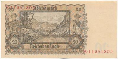Német Harmadik Birodalom 1939. 20M "B 1165180" T:VF
German Third Reich 1939. 20 Mark &quo...