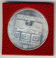 Ausztria 1976. 100Sch Ag "XII. téli olimpia - Innsbruck" tanúsítvánnyal T:BU