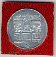 Ausztria 1976. 100Sch Ag "XII. téli olimpia - Innsbruck" tanúsítvánnyal T:BU