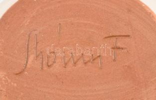 Mónus Ferenc figurális kerámia gyertyatartó, miskakancsót idéző figurával, jelzéssel, hibátlan, m: 1...