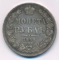 Orosz Birodalom 1844. 1R Ag "I. Miklós" Szentpétervár verde T:VF ph., patina, karc  Russian Empire 1844. 1 Rouble "Nicholas I" St. Petersburg mint C:VF edge error, patina, scratched