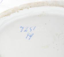 Antik szószkiöntő, virágmintával és domború mintázattal díszített, kis kopásokkal, jelzéssel, h: 23 ...