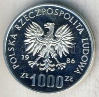 Lengyelország 1986. 1000Zl Ag próba! "Iskolatámogatás" T:PP
