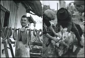 cca 1965 Hagyományos disznóvágás faluhelyen, Kotnyek Antal (1921-1990) budapesti fotóriporter hagyat...