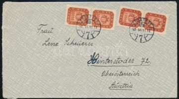 1946 (20. díjszabás) Levél 80.000 Milpengő bérmentesítéssel Ausztriába