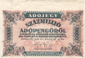 1946. 100.000.000AP főtípus, egyenetlenül ívből kivágva, igen széles felső ívszéllel T:gyári gyűrődésekkel R!