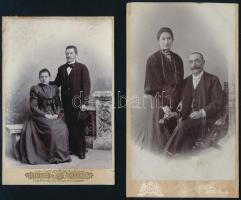 cca 1900 Régi családi képek, 4 db keményhátú fotó, különböző műtermekből, vegyes állapotban, 17x12 c...