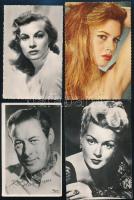 Külföldi színészek és előadók, 11 db fotólap, vegyes állapotban, 15x10 cm körül