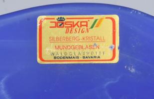 Joska design Bavaria. Kék üveg tálka. Anyagában színezett, jelzett, hibátlan 20 cm