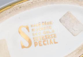 Görög aranyozott porcelán váza. Matricás, jelzett, hibátlan 16 cm