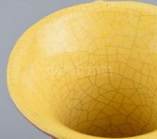 Gorka iparművészeti vállalatos mázas kerámia váza. Kézzel festett, jelzett, hibátlan 19 cm