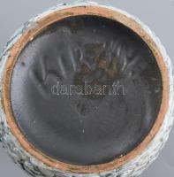 Király hólyagos kerámia váza. Kézzel festett, jelzett, hibátlan 20 cm