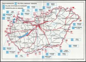 1984 Magyarországi ÁFOR töltőállomások térképe, autótérkép, 40x29 cm