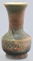 Retro plasztikus kerámia váza. Kézzel festett, jelzés nélkül, hibátlan 23 cm