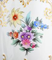 Hollóházi nagy kaspó. Kézzel festett, jelzett, aranyozott, kis kopással d: 17 cm, m: 16 cm