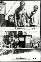 cca 1975 Steven Spielberg ,,A cápa" című amerikai kalandfilmjének jelenetei, 8 db vintage produ...
