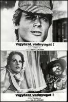 cca 1972 ,,Vigyázat, vadnyugat!" című olasz - francia film jelenetei és szereplői, 18 db vintage produkciós filmfotó, ezüst zselatinos fotópapíron, a használatból eredő (esetleges) kisebb hibákkal, 18x24 cm