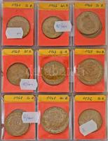 1946-1973. 188db-os rendezett forint gyűjtemény mappában, címkékkel, közte ritka évjáratokkal és az ...