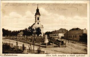 1933 Balatonkenese, Római katolikus templom a hősök szobrával