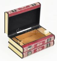 Díszkönyv alakú japán ékszeres doboz, nem működő szerkezettel, 17x10x8 cm