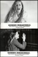 cca 1976 ,,Szemben önmagunkkal" című amerikai - svéd film jelenetei és szereplői (rendezte Ingmar Bergman, főszereplő Liv Ullmann), 11 db vintage produkciós filmfotó ezüst zselatinos fotópapíron, a használatból eredő (esetleges) kisebb hibákkal, a szövegmezőt felülragasztották új fordítással, 18x24 cm