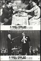 cca 1951 ,,A nagy Caruso című amerikai zenés film jelenetei és szereplői (főszereplő Mario Lanza), 6 db vintage produkciós filmfotó ezüst zselatinos fotópapíron, a használatból eredő (esetleges) kisebb hibákkal, 18x24 cm