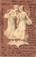 1903 Ókori hölgyek / Ancient era ladies. Meissner & Buch No. 1067. Wedgewood Gruppen Art Nouveau, litho