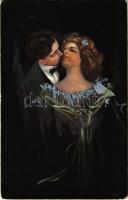 1911 Szerelmes pár / Couple in love. Raphael Tuck & Sons Connosieur Serie Der Kuss No. 1227. s: K. Nejedly