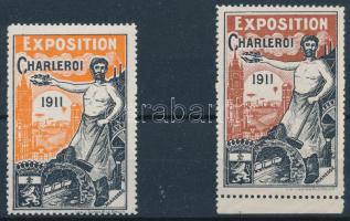 1911 2 db klf. Charleroi világkiállítás levélzáró