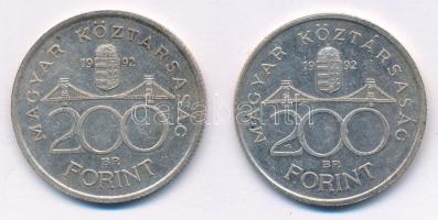 1992. 200Ft Ag "MNB" (2x) T:XF patina 
Adamo F13