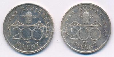 1992. 200Ft Ag "MNB" (2x) T:XF patina 
Adamo F13