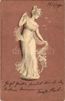 1900 Ókori hölgy / Ancient era lady. Meissner & Buch No. 1069. Wedgewood Figuren Art Nouveau, litho (EK)