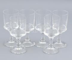 6 darabos ólomkristály italos pohár garnitúra, jelzés nélkül, hibátlan, m: 13,5 cm