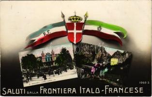 Saluti della Frontira Italo-Francese / Olasz-Francia határ zászlókkal / Italian-French border propaganda, flags