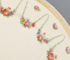 Sarreguemines francia virágfüzér mintás tál szett, 6 darab, kopottak, jelzéssel, d: 24 cm