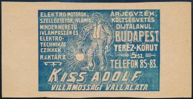 Kiss Adolf Villamossági Vállalata számolócédula