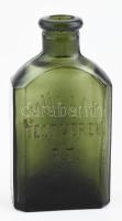 Müller Testvérek Rt. dombornyomott feliratos, régi zöld üveg (tintás v. festékes), alján kis csorbával, m: 11 cm