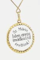 Arany (Au) 14 K venezianer nyaklánc Szűz Mária medállal, jelzett, h: 36,5 cm, bruttó: 4 g
